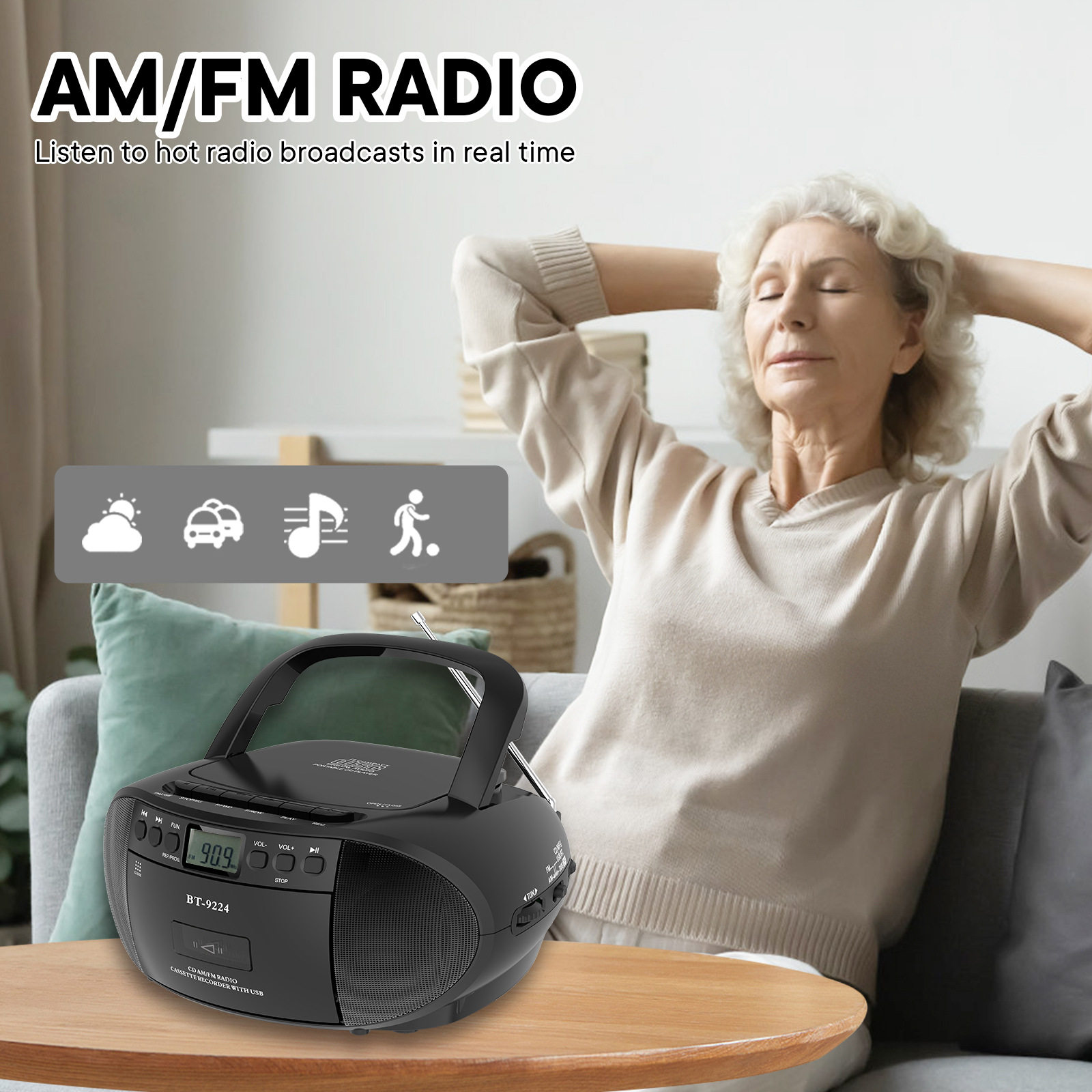 Cross-Border Multifunctional Portable Tape Player Stereo Bluetooth Cd Player Fm Radio Cd Tape Player