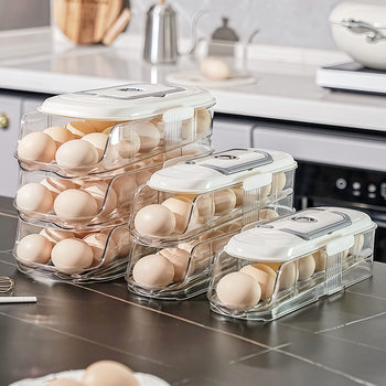 Cross-Border Multi-Layer Automatic Egg Storage Box Can Be Stacked with Large-Capacity Refrigerator Side Door Egg Tray Special Preservation Box