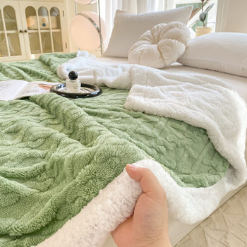 Fluffy Fleece Blanket Lamb Fleece Warm Thickened Flannel Autumn and Winter Blanket Double Casual Blanket Export Wholesale