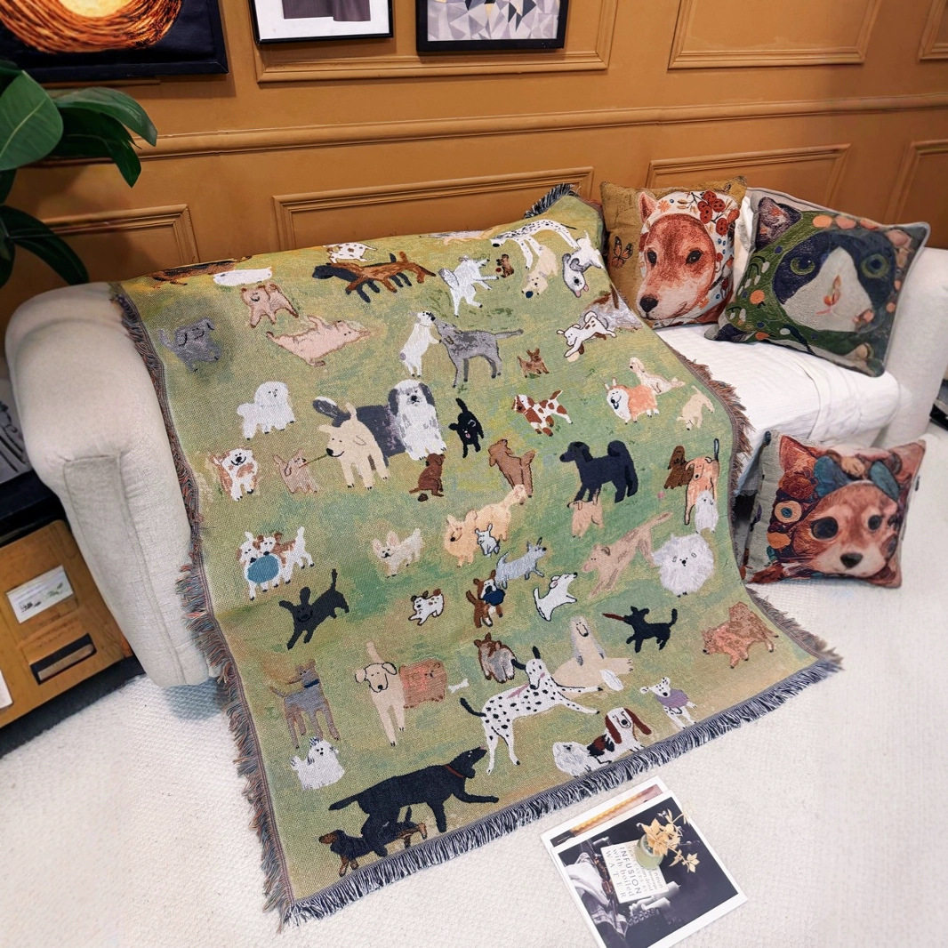 Foreign Trade Cartoon Universal Tapestry Shawl Cover Blanket Bedside Towel B&B Decorative Sofa Blanket Outdoor Camping Style Blanket Warm