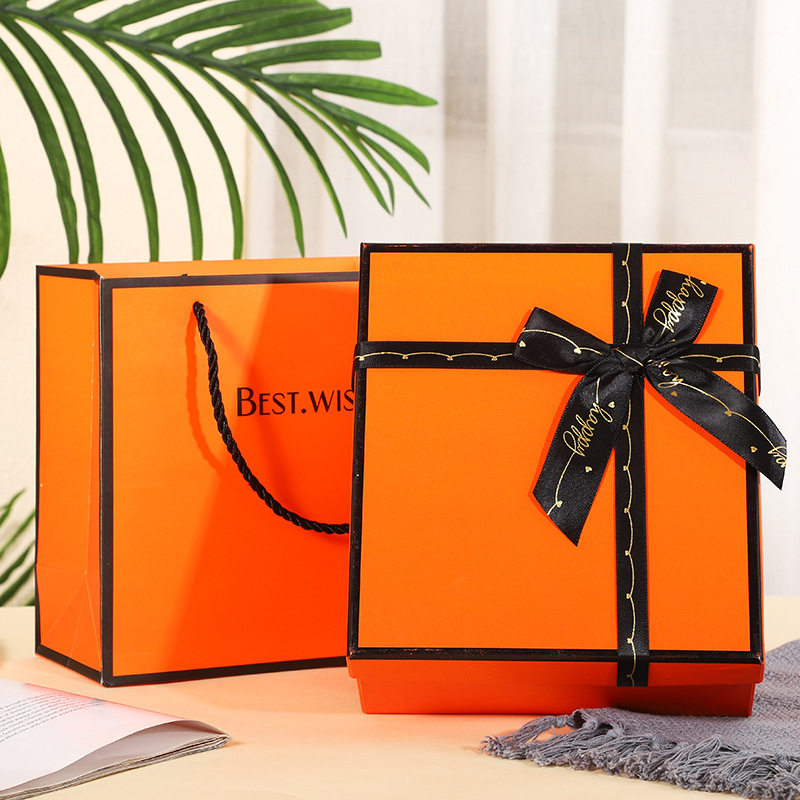 Factory wholesale orange in stock gift box lid large gift box Valentine's Day hand gift box jewelry box