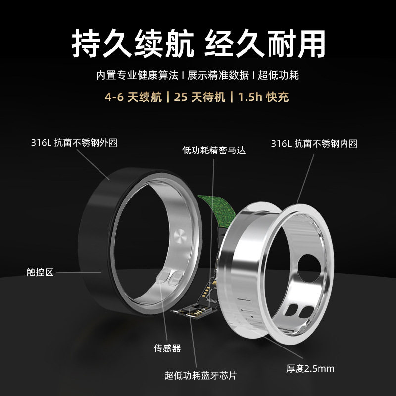 Cross-Border Smart Health Ring Heart Rate Blood Oxygen Mood Sleep Exercise Body Temperature Mood Physiological Cycle Calories