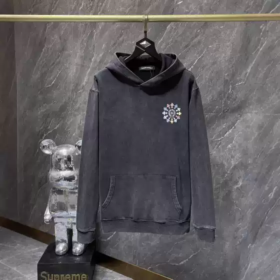 Cross-Border Chromehear New Model Kroma Horse Sanskrit Colorful Cross Washed Vintage Style Unisex Hooded Sweatshirt