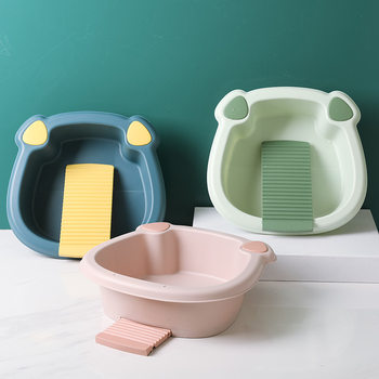 Laundry Basin with Pull-out Washboard Large Washbasin for Household Student Dormitory Thickened Washbasin for Washing Clothes