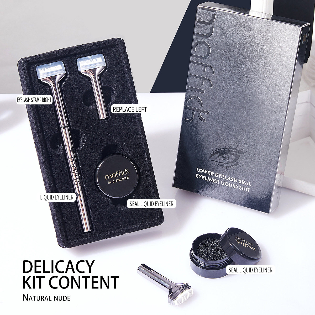 Cross-border lazy person eyelash seal eyeliner waterproof sweat-proof combination does not fade two-in-one beginners convenient