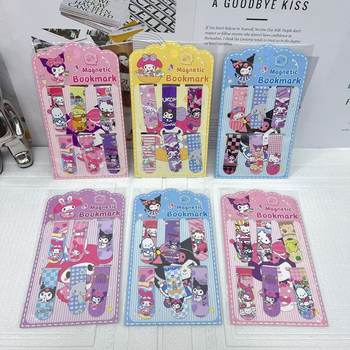 Cartoon Sanrio Laser Magnetic Bookmark for Kidsren with High Appearance and Small Fresh Double-Sided Folding Bookmark Book Clip Stationery Gift