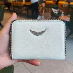 Cross-Border Black Zv Winged Rhinestone Women's Bag Pu Metal Chain Bag Wallet Card Holder Denim
