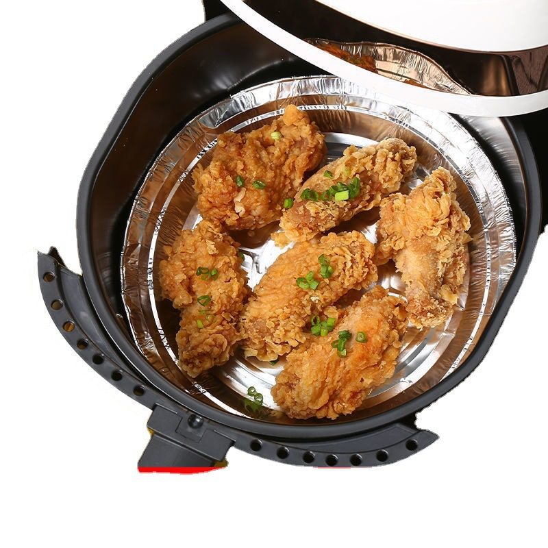 Air Fryer Paper Disposable Tin Paper Cushion Plate Oven Baking Aluminum Foil Bowl Pizza Holding Household Round Tin Foil Plate