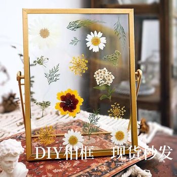 Creative handmade diy dried flower specimen 4-inch 67-inch metal glass photo frame embossed table simple picture frame small ornaments