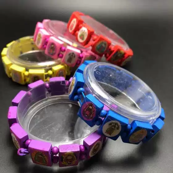 Natural Wooden Children's Elastic Bracelets with Oil-Drip Colorful Cartoon Beads, Aliexpress Foreign Trade Accessories