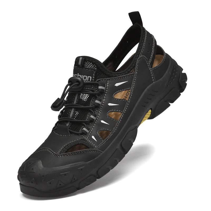 Dép Sandal Nam Mũi Bít Lưới Thoáng Khí Size Lớn Đế Cao 3cm