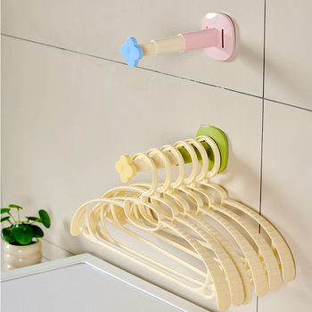 Expandable Clothes Hanger Storage Solution for Home Balcony, Wall-Mounted Clothes Rack, No-Drill Organizer for Hanging Rods and Cleaning Cloths