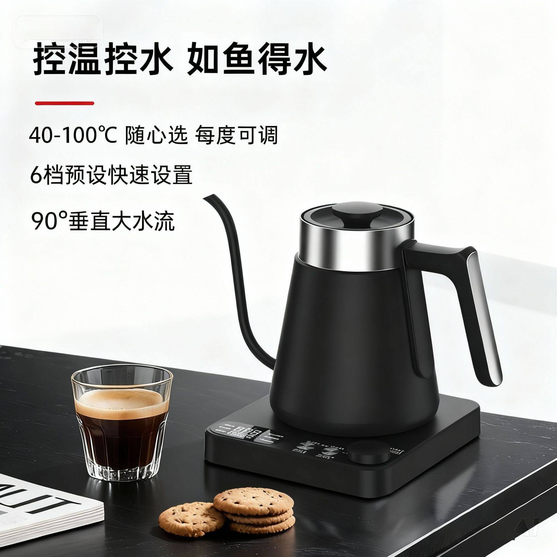 Gooseneck Cross-Border Precision Temperature Control Electric Kettle Gooseneck Kettle Hand-Brew Temperature Control Kettle 110V Water Boiling Kettle