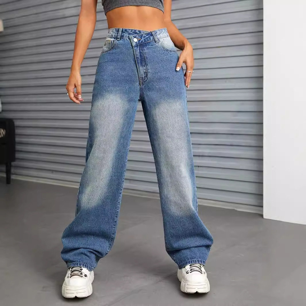 Wide Leg High Waisted Jeans Flattering Fit Floor Length Casual Style Wholesale Available factory direct
