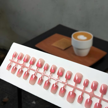 Pomegranate Red Cat Eye Whitening Wearable Nail Polish Gel Craft Fake Nails Wholesale Medium and Short Styles Simple Cute Girly Style