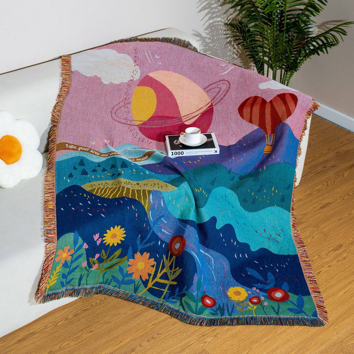 New Ins Style Jacquard Blanket Thickened Encryption Sofa Cover Blanket Internet Popular Tapestry Art Gift Blanket Designer Style