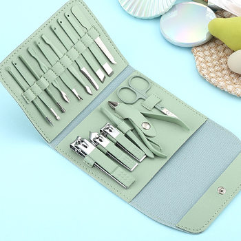 Folding bag 16 piece set nail clippers suit nail clippers nail clippers pedicure tools scissors ear spoon suit wholesale