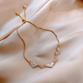 Dongdaemun Simple Temperament Love Heart Bracelet ins Design Girlfriend Sister Token Bracelet Online Celebrity Bracelet for Women