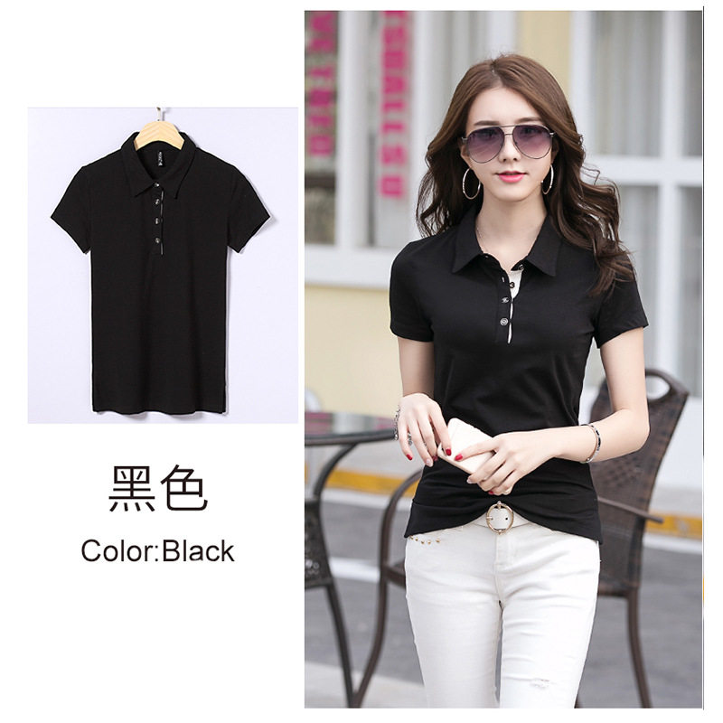 2026夏装纯色翻领韩版修身女装短袖T恤简约时尚上衣小polo衫1818