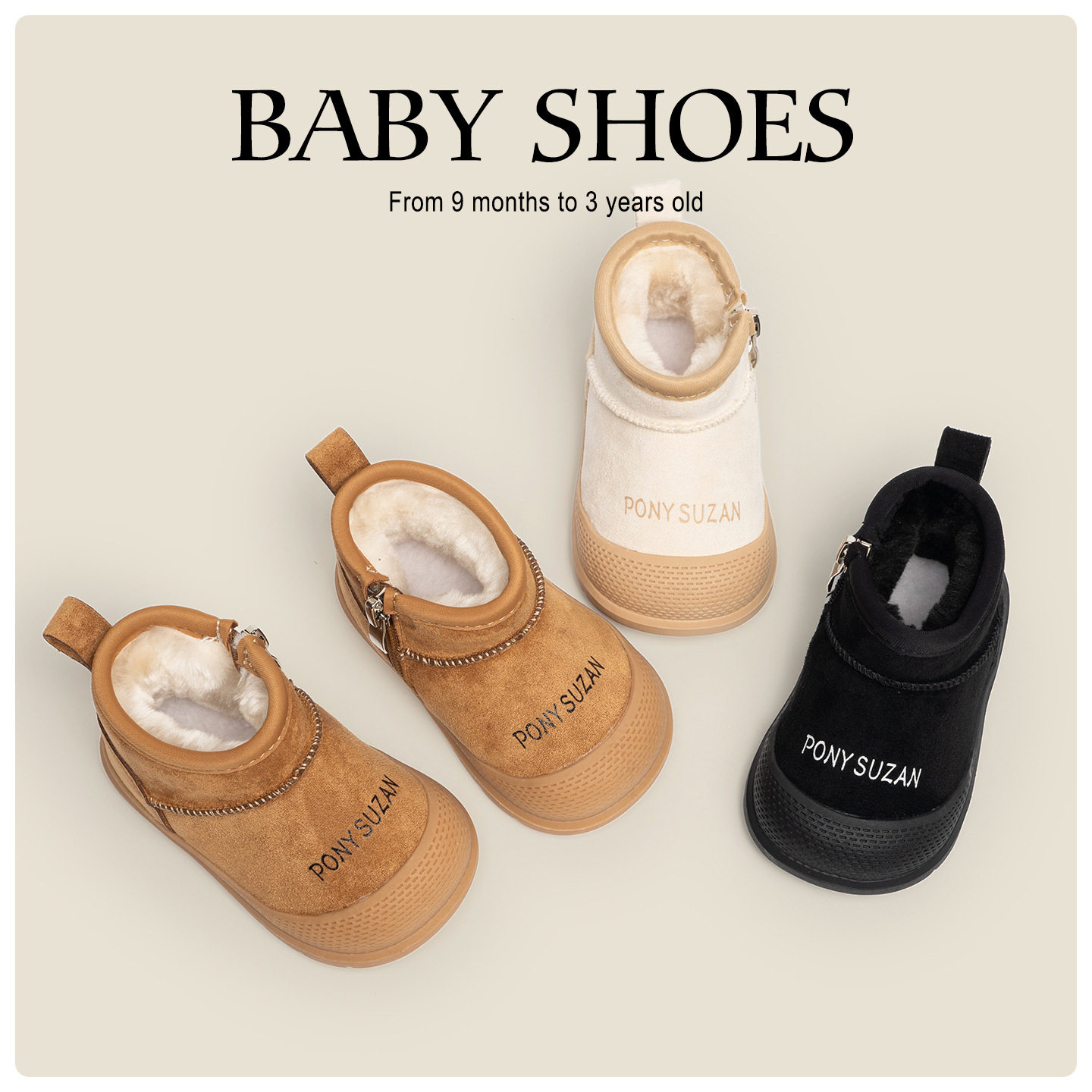 Men's and Women's Baby Snow Boots Soft-Soled Baby Toddler Shoes Winter New Velvet Short Boots Girls' Shoes to Keep Children Warm