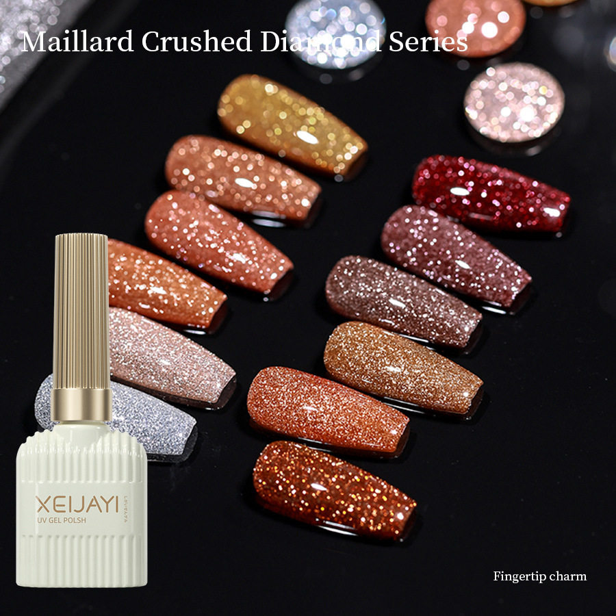 Net red flash virtue pull disco broken drill nail polish glue 2023 new white nail art suit