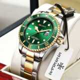 Водонепроницаемые деловые мужские часы Rolex watch room gold green water ghost из нержавеющей стали one piece, выпущенные от имени