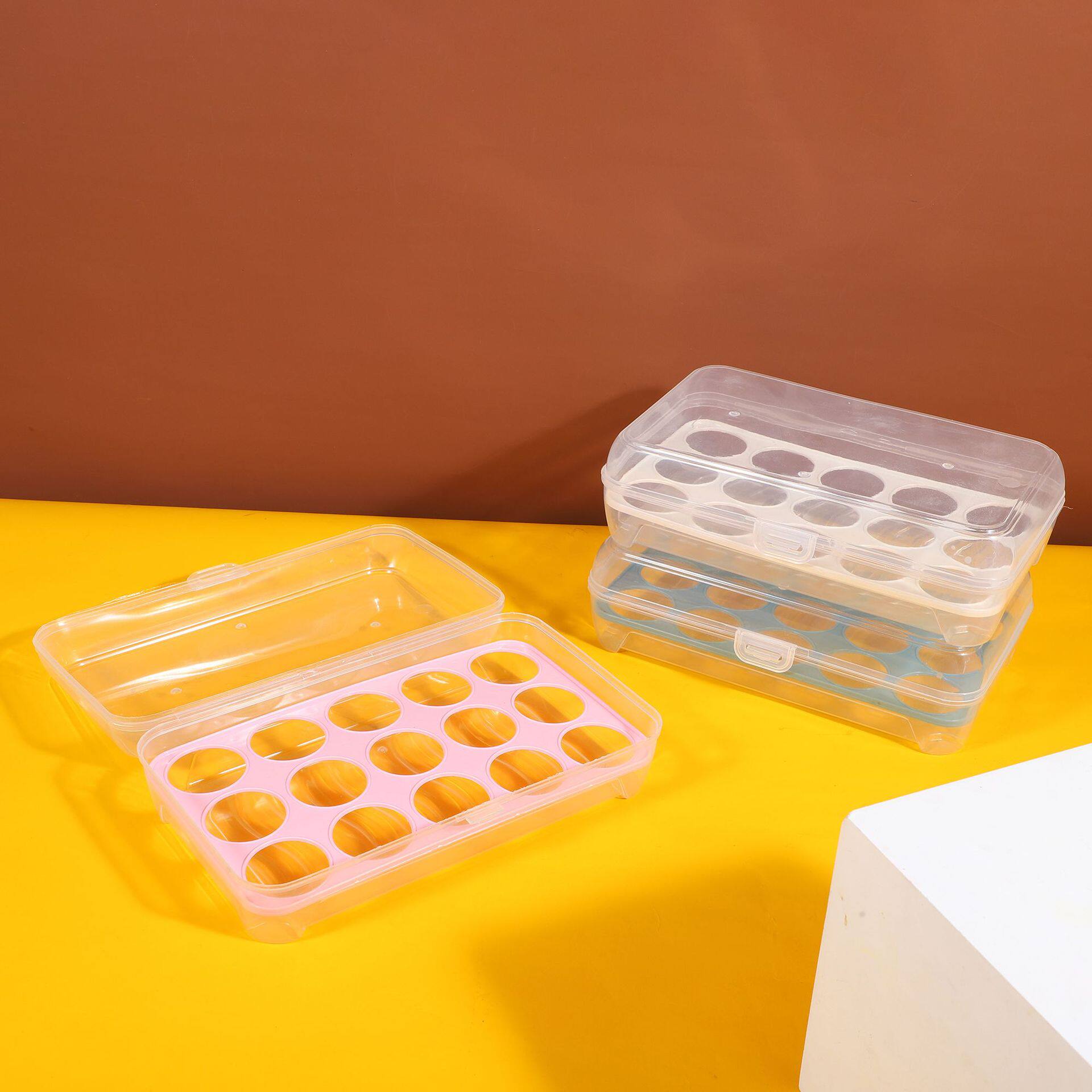 New refrigerator egg storage PP box 15 plastic box PP box transparent fresh transparent egg rack kitchen storage