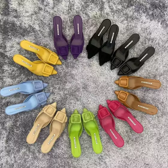 Pointed Toe Half Slippers 2025 New Elegant Versatile Stiletto High Heel Mules High Heels Sandals