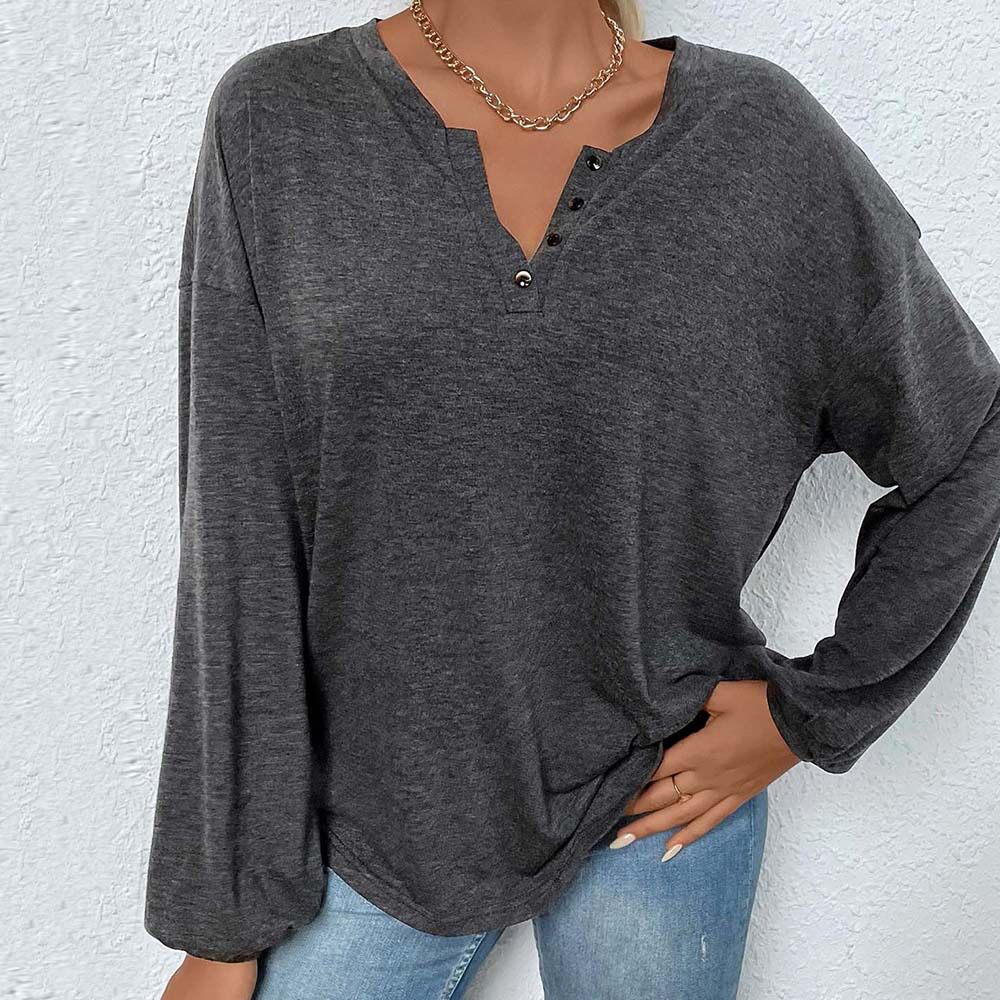 Womens Loose Fit Long Sleeve T Shirt Casual Minimalist Style Spring Summer Versatile Everyday Wear Wholesale