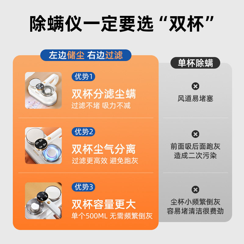 志高无线除螨仪家用功能显示手持大吸力紫外线杀菌去螨虫双拍打