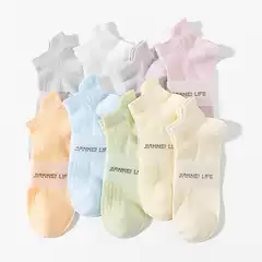 Women's Socks Short Tube Summer Thin Mesh Breathable Mid-Tube Socks with Ears Boat Socks with Shallow Mouth Short Socks Solid Color Without Heel Falling