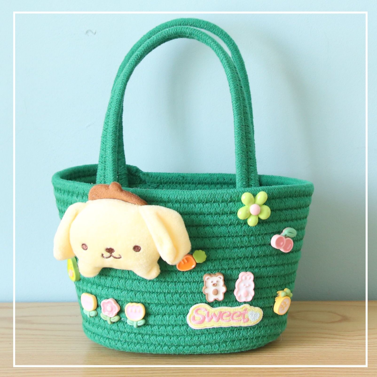 グリーン プディング ドッグ クリーム グルー ハンドバッグ