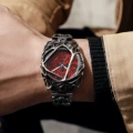Black and red spider web cross