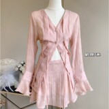 Летний повседневный модный костюм, женская однотонная универсальная повседневная рубашка, маленькая юбка до середины бедра с высокой талией, костюм-двойка