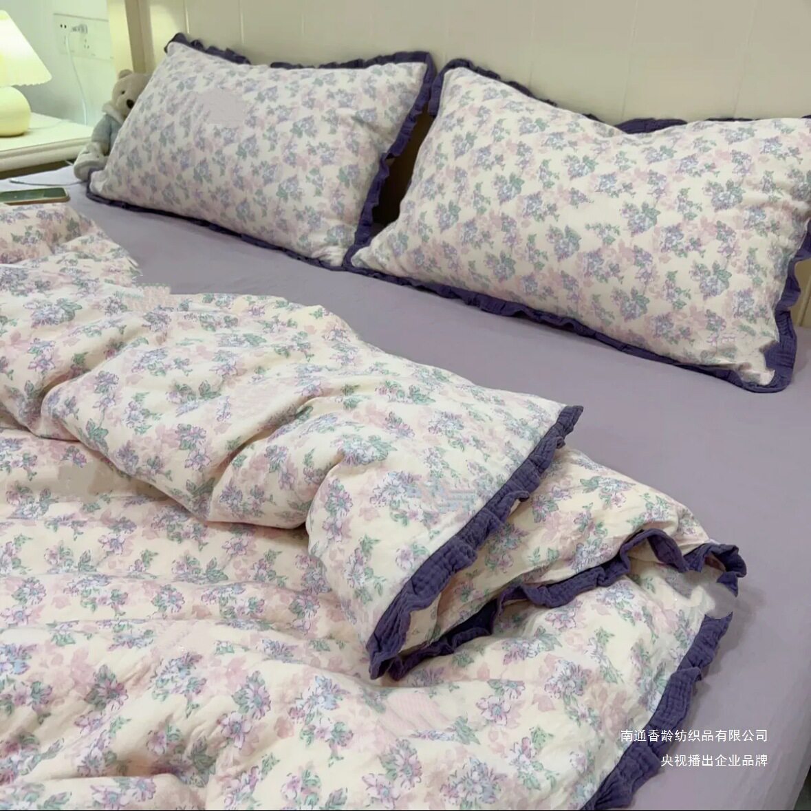 French-Style All-Cotton Double-Layer Gauze Ruffle Four-Piece Set, Class a Maternal and Infant Pure Cotton Gauze Student Dormitory Three-Piece Set Wholesale