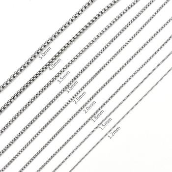 Cross-border round stainless steel square pearl necklace non-fading titanium steel jewelry accessories men and women's personality chain diy matching chain