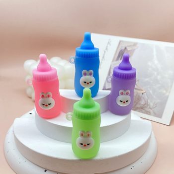 Cute rabbit feeding bottle keychain accessories student girl bag pendant cream glue DIY jewelry blind box toy