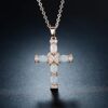New Design White Imitation Opal Cross Pendant Necklace for Women Silver Jewelry