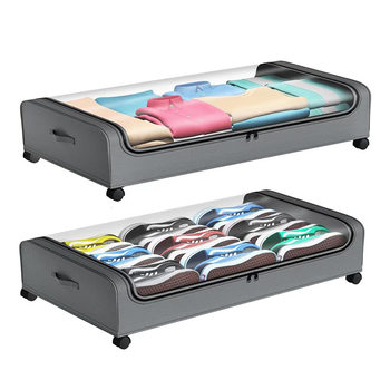 Amazon home storage under-bed storage box with wheels 43 liters large capacity under-bed storage rack wholesale