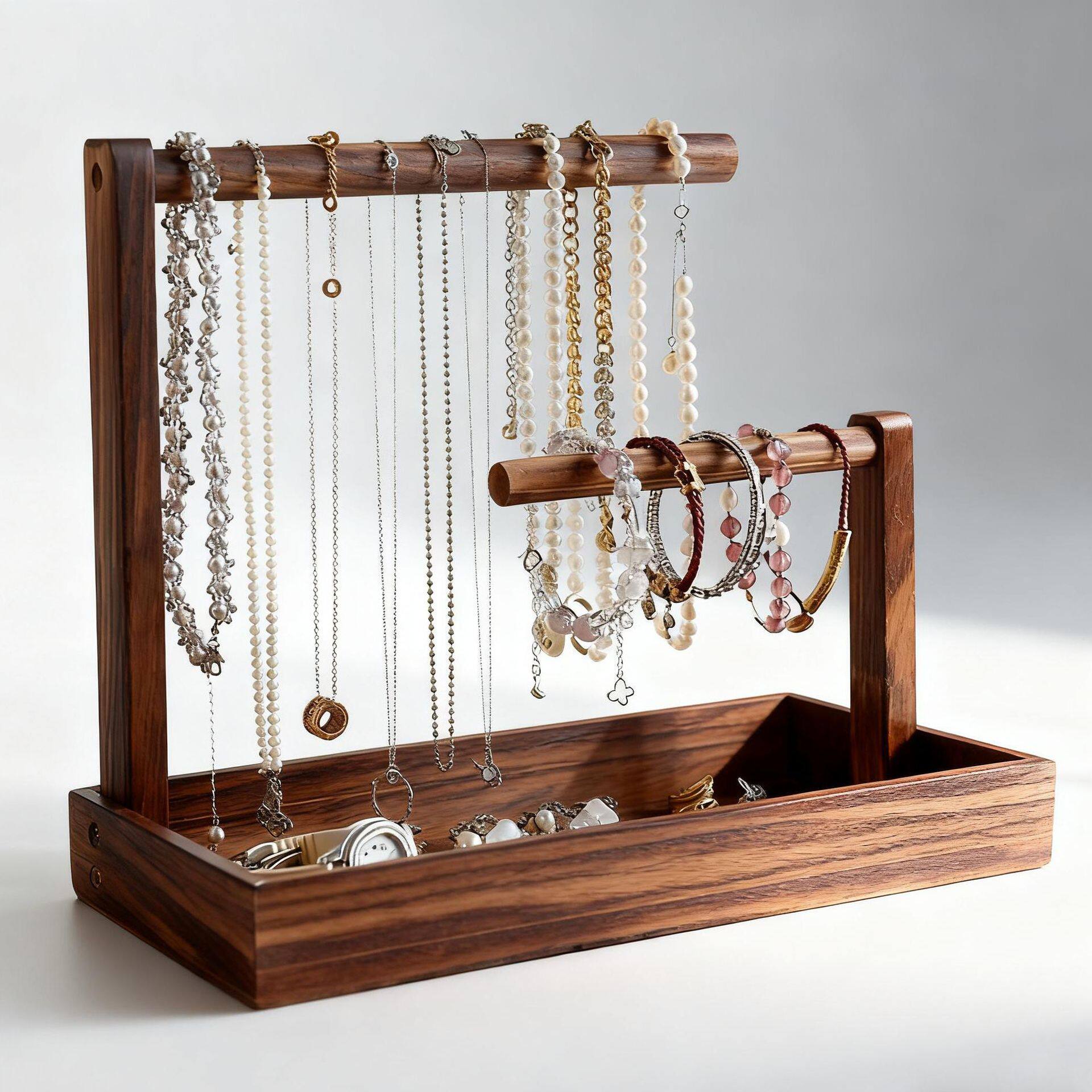 High-End Pure Solid Wood Jewelry Box, Bracelet, Retro Storage Rack, Display Rack, Watch, Bracelet, Bracelet, Buddha Beads, Antiques