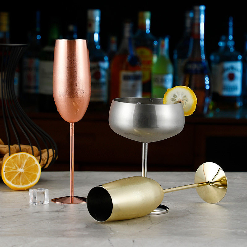 304 stainless steel wine glass single-layer goblet restaurant KTV cocktail glass champagne glass creative bar Cup