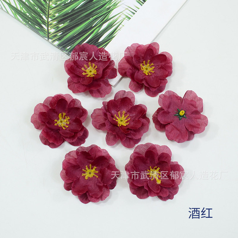 桃花花朵批发婚礼撒花簪花装饰梅花绢布花头舞蹈服道具花蛋糕假花
