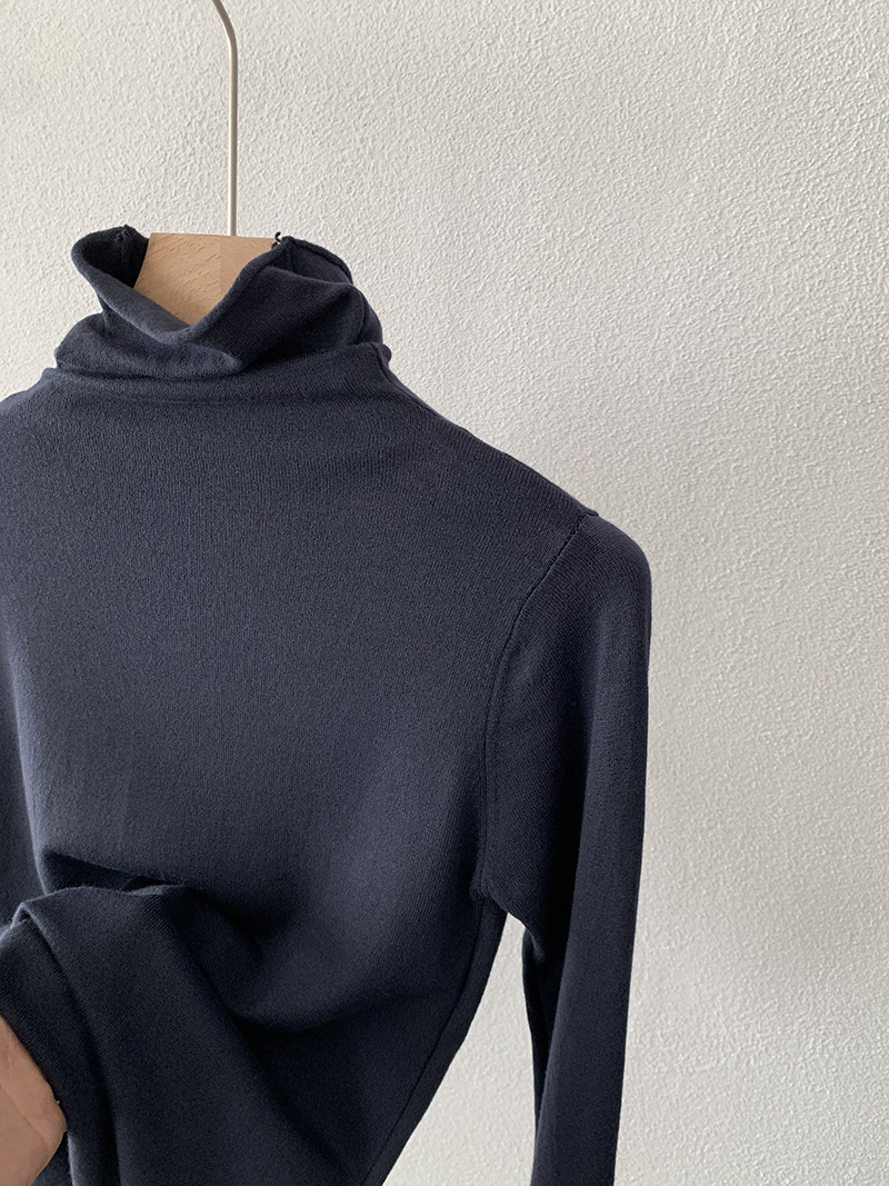 欧玛莱 柔软堆堆领纯色长袖安迪绒修身显瘦针织打底衫上衣女 4793