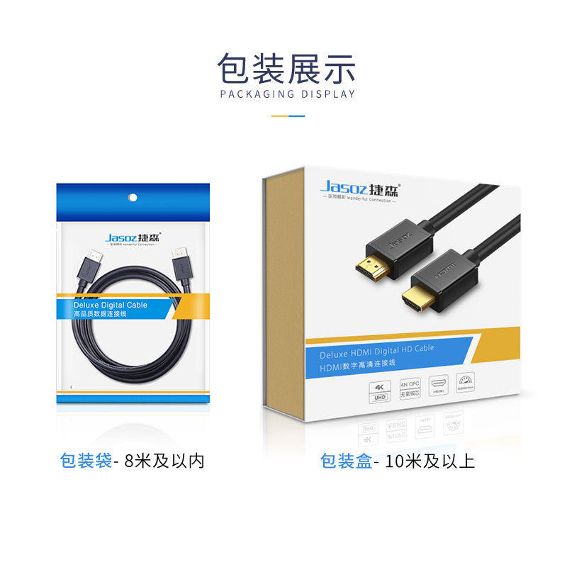 Jason HDMI High-Definition Cable Version 2.0 4K Computer Tv Video Cable 19+1 Oxygen-Free Copper Projector Cable 20m