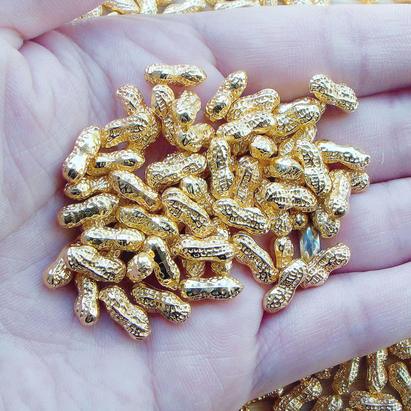 Hot selling mini handmade diy alloy ingot peanut melon seeds lucky bag abacus golden turtle jewelry accessories material wholesale