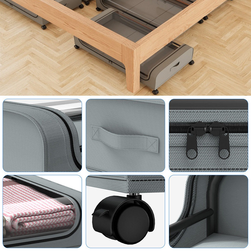 Amazon home storage under-bed storage box with wheels 43 liters large capacity under-bed storage rack wholesale