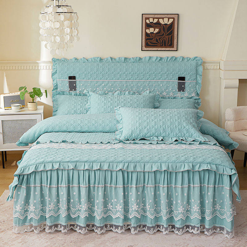 Princess Korean Style Lace Bed Skirt Four-Piece Set Five-Piece Quilt Cover Bedspread 1.8 Bedding Source Factory