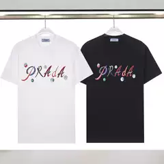 Cross-Border Fashion Couple Short-Sleeve Summer Trendy Creative Personality Colorful Pra Printed Letter Women's T-Shirt