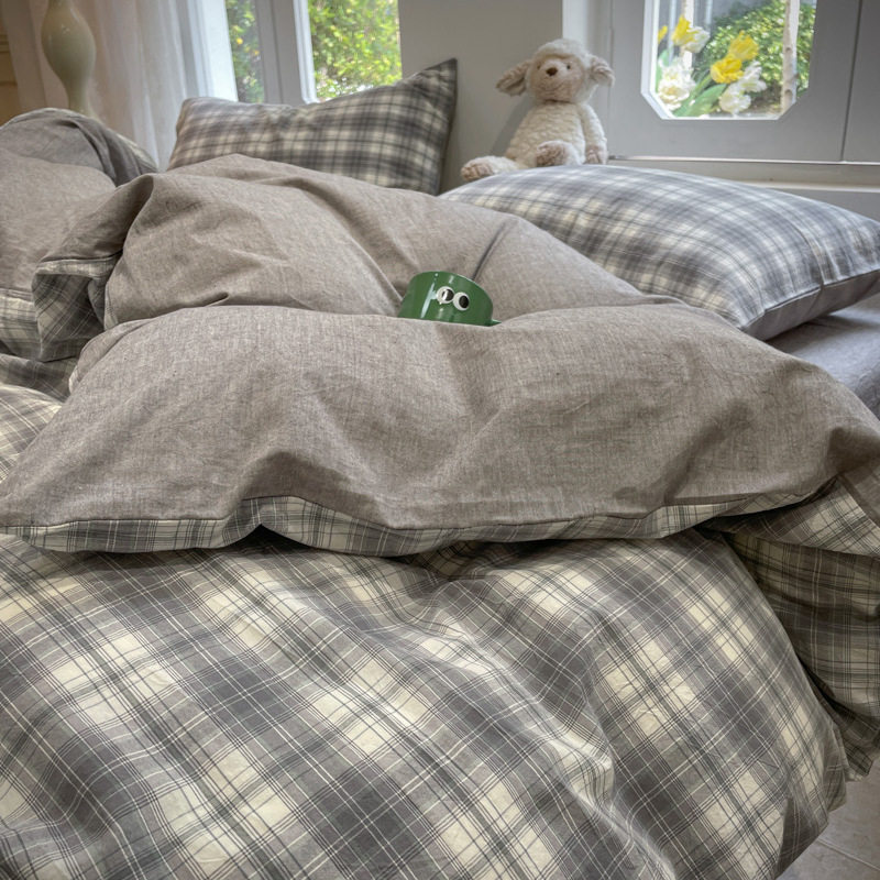 2024 new soft waxy skin-friendly cloud cotton non-printed style wash cotton three-piece set four-piece set