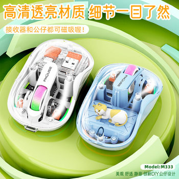 Tiger Cat Transparent Wireless Silent Mouse Type-C Charging Bluetooth Three-Mode Desktop Laptop Neutral Mouse
